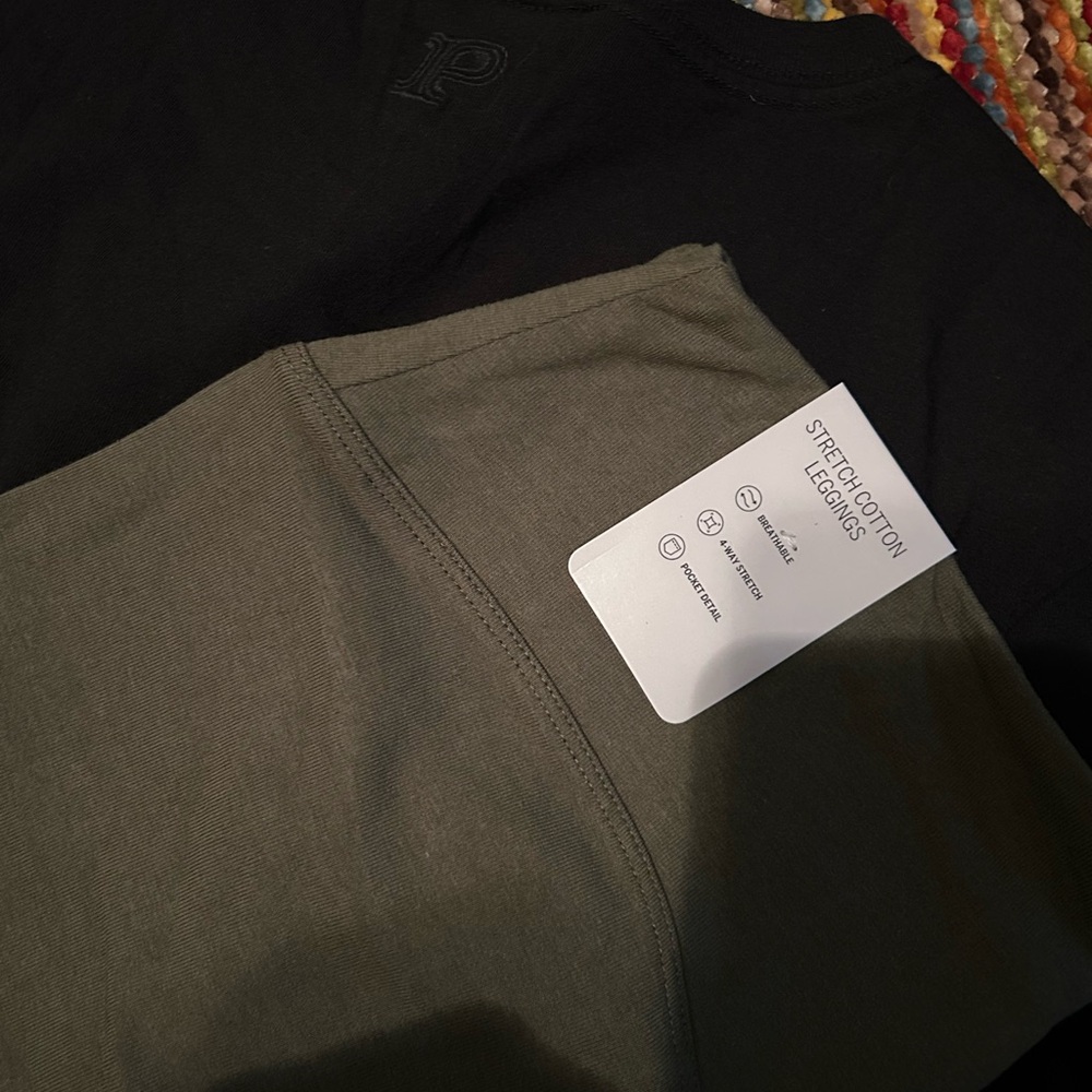 PINK Victoria's Secret cotton tee & leggings bundle size large New black Olive - Picture 10 of 12